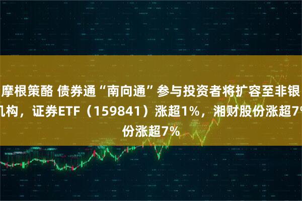 摩根策酪 债券通“南向通”参与投资者将扩容至非银机构，证券ETF（159841）涨超1%，湘财股份涨超7%